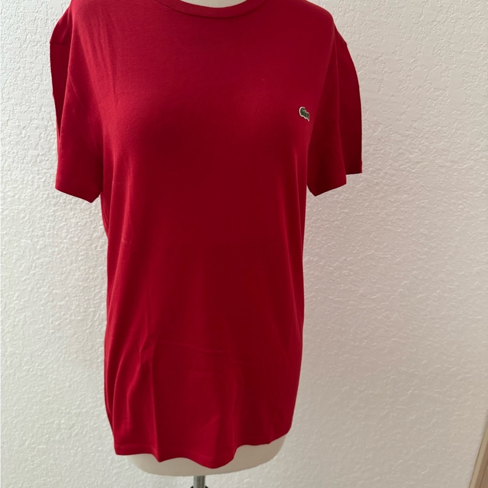 Lacoste Unisex Short Sleeve Crew Neck Pima Cotton T-Shirts Vibrant Red XS EUC - Picture 6 of 9